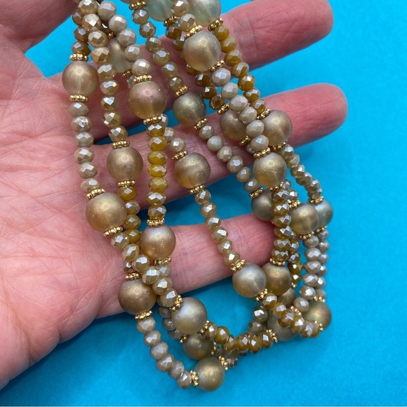 Champagne Glass Beads Necklace and Earrings Set - Picture 5 of 7